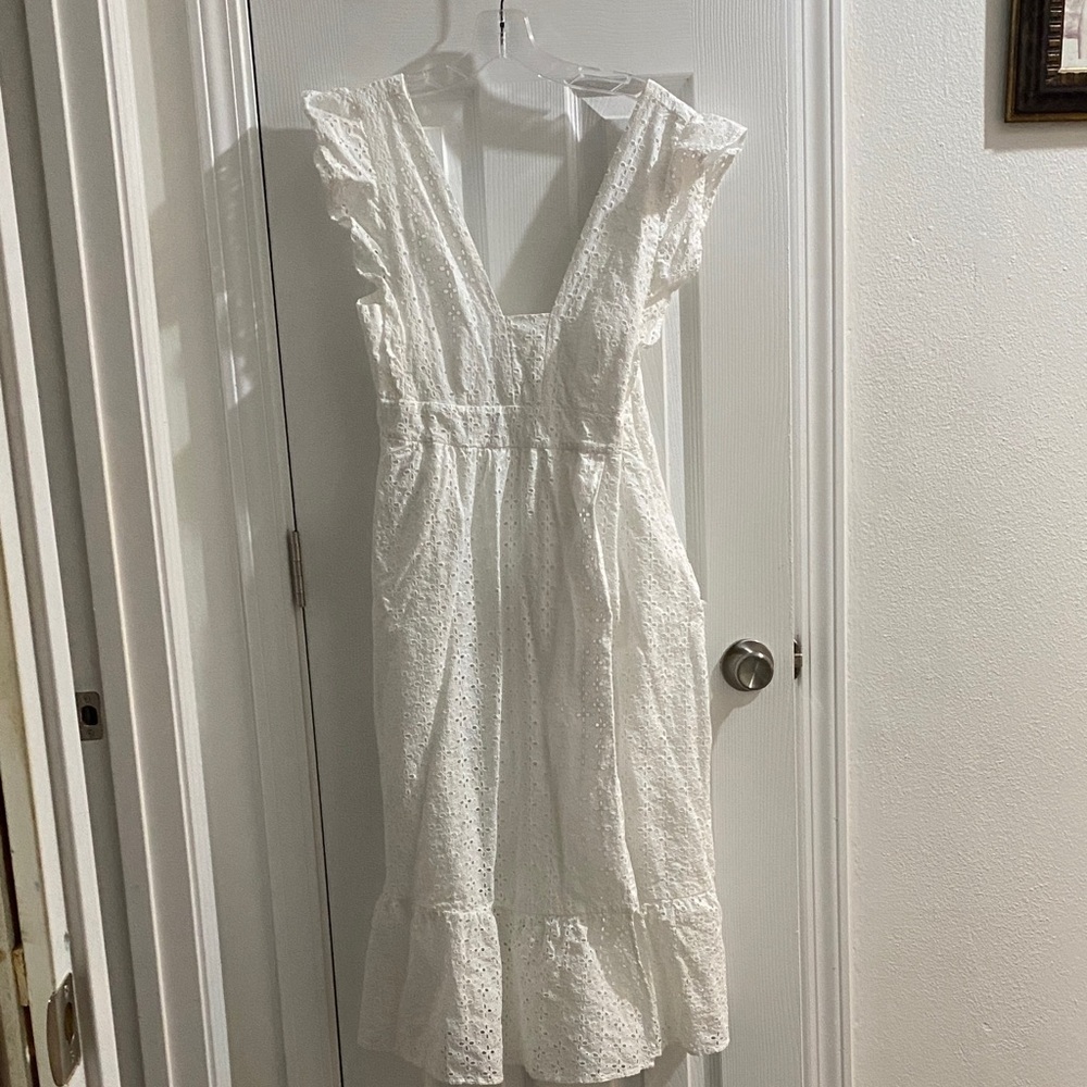 JustFab White Backless Eyelet Dress